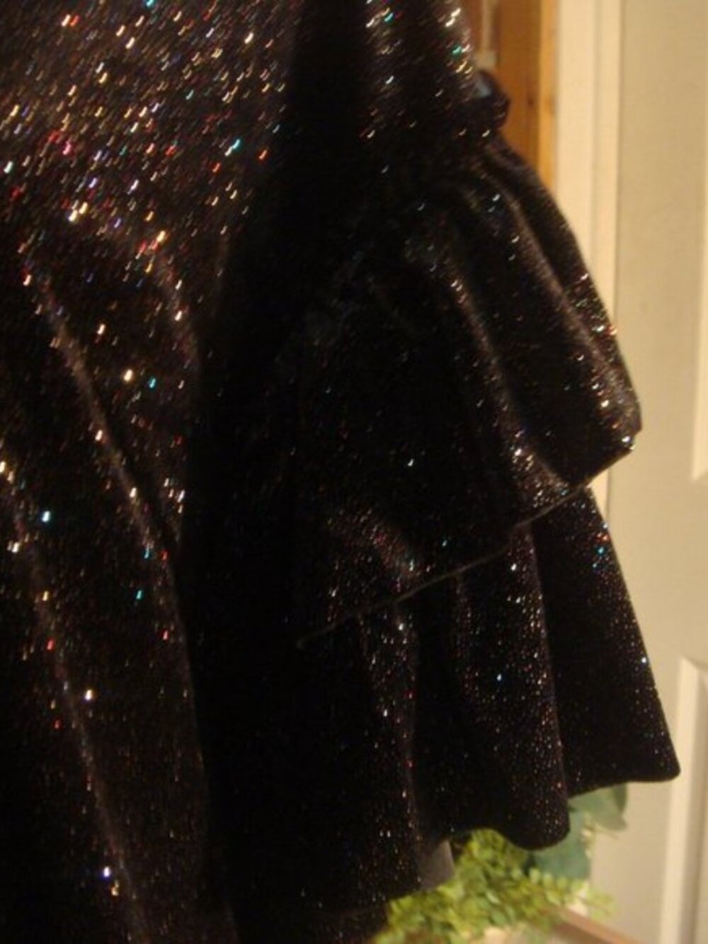 H&M Velour Black SPARKLE Ruffle Sleeve Party Dress XS - Picture 7 of 8